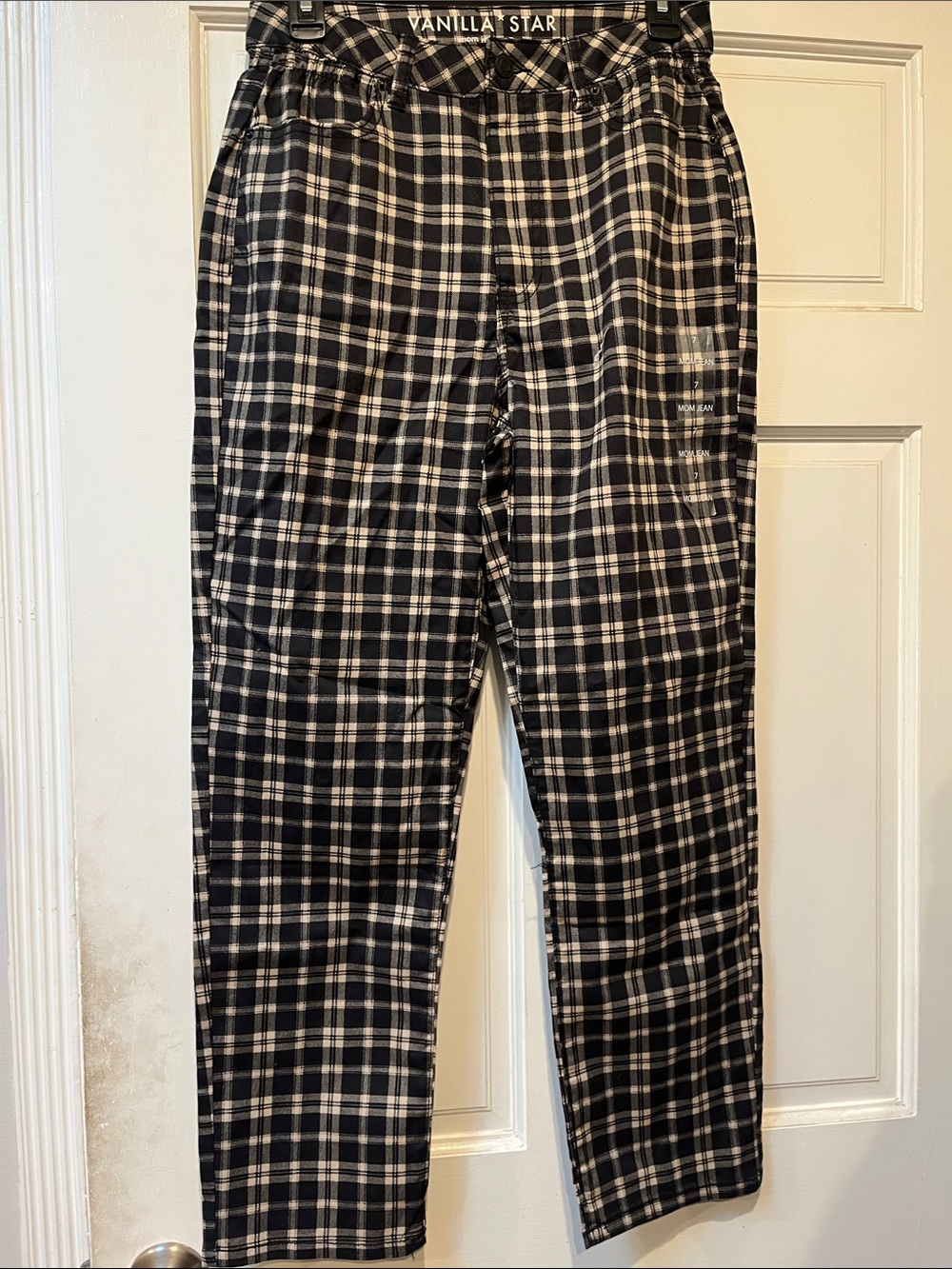 Vanilla Star Black and White Plaid Jogger Pants